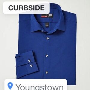 JF J.Ferrar Men's Vibrant Blue Dress Shirt Binc c27 27c